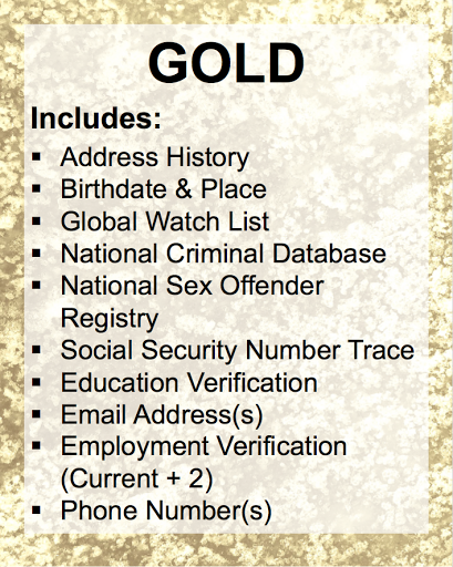 Three levels of investigative searches: Gold
